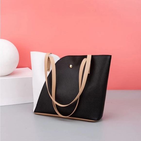 ⚠️Clearance White And Black Colorblock Shoulder Tote Bag - Picture 3 of 6